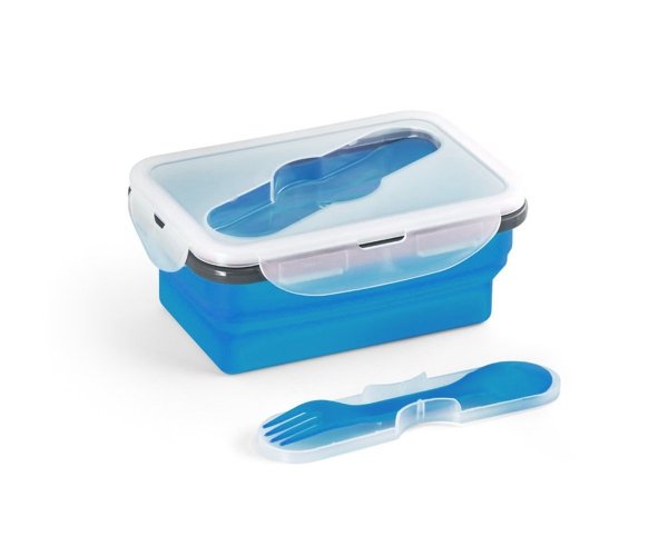 Lunchbox łyżko-widelcem hermetyczny SLICK 640 ml niebieski