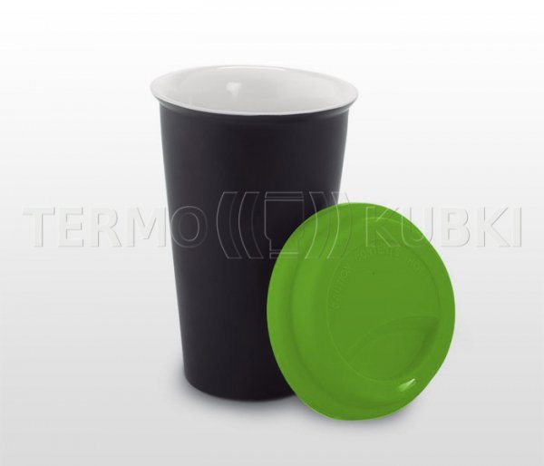 Kubek termiczny ceramiczny 350 ml ARTI (czarny/zielony)