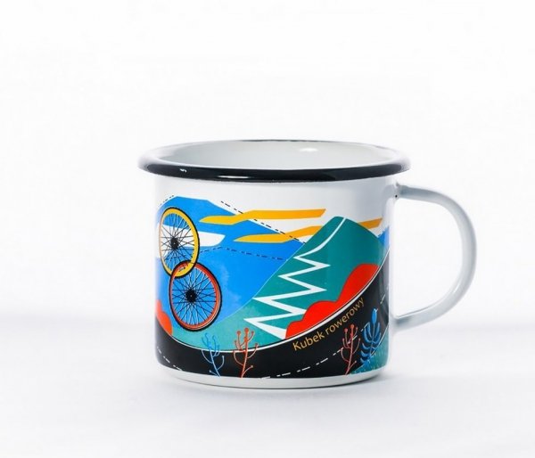 Kubek Polski Rowerowy emaliowany 350 ml biały