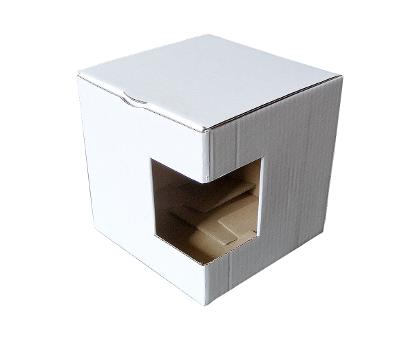 Pudełko kartonowe z okienkiem na kubek biały