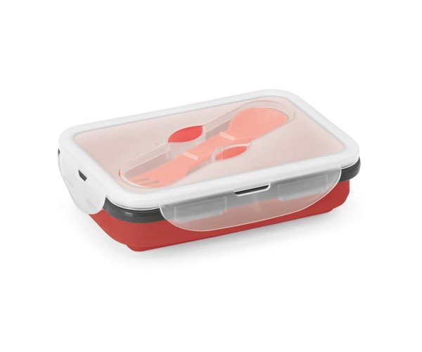 Lunchbox z łyżko-widelcem hermetyczny SLICK 640 ml czerwony