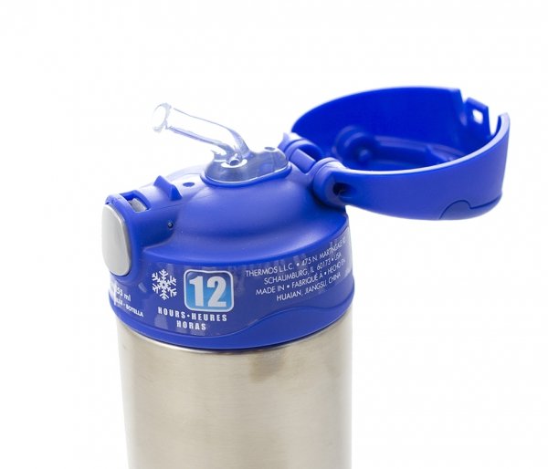 Kubek dla dzieci ze słomką Thermos FUNtainer 470 ml stalowy/niebieski
