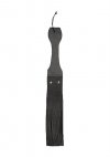 Wooden Handle Belt Whip Flogger Leather - Black