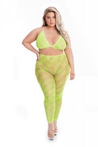 ALL ABOUT LEAF BRA SET GRN, PLUS SIZE