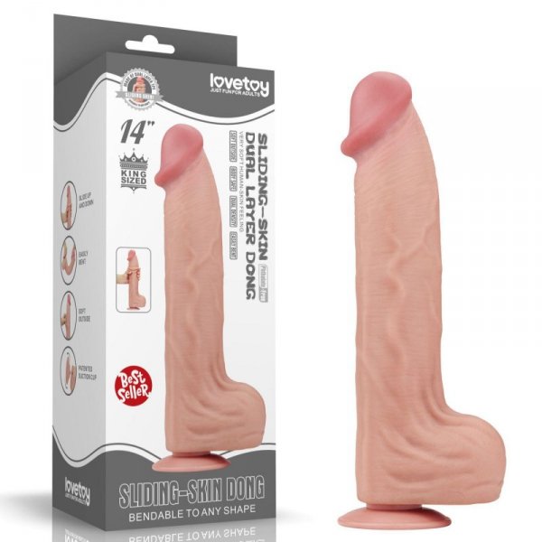 14&#039;&#039; King Sized Sliding Skin Dual Layer Dong