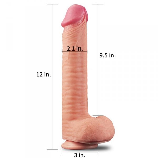 12&quot;&quot; Dual Layered Platinum Silicone Cock