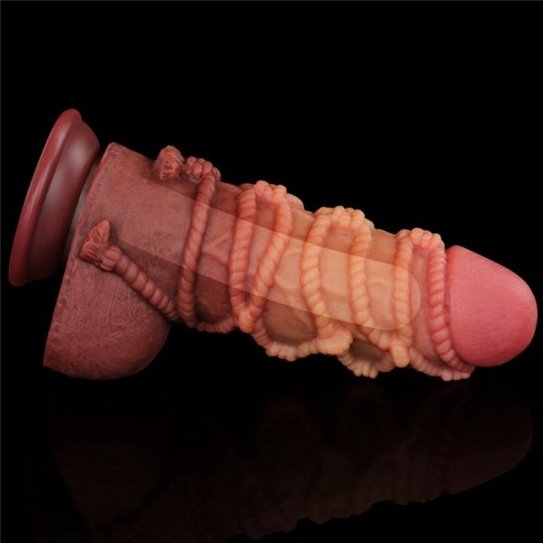 9.5&#039;&#039; Dual layered Platinum Silicone Cock with Rope