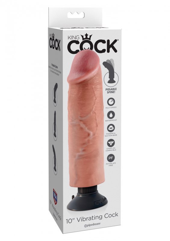 Vibrating Cock 10 Inch Light skin tone