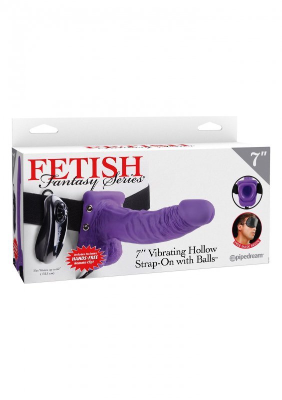 7in. Vibrating Hollow Strap-On Purple