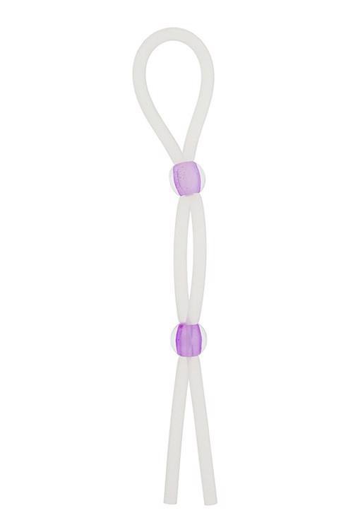 Pierścień-SILICONE COCK RING WITH 2 BEADS LAVENDER