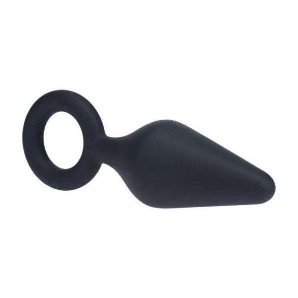 Silicone Anal Plug with Loop - L - Black