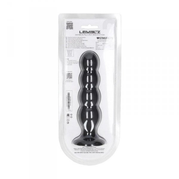 Quad Rattle Liquid Silicone Anal Plug - XL - Black