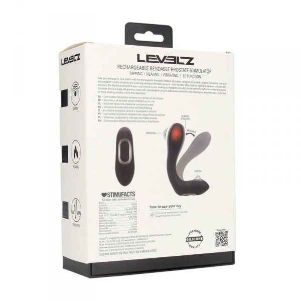 Vibrating Heating Bendable Tapping Silicone Prostate Stimulator - Black