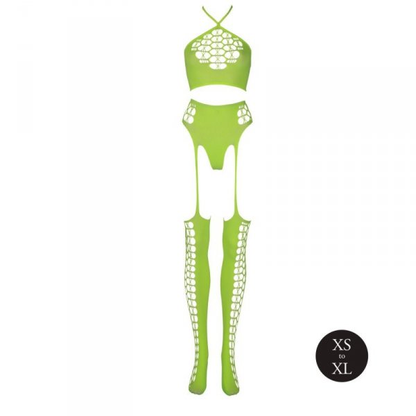 Two Piece with Crop Top and Stockings - Green - XS/XL