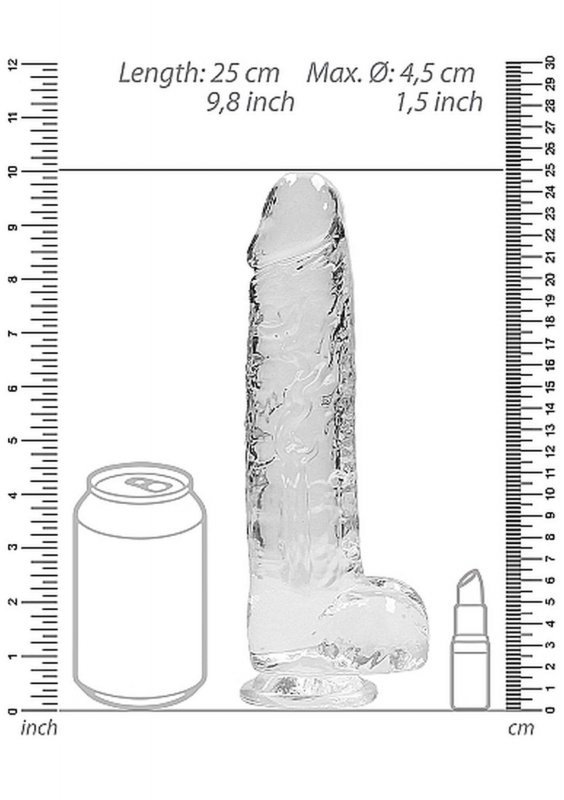 9&quot;&quot; / 23 cm Realistic Dildo With Balls - Transparent