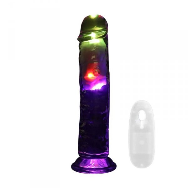 LED Vibrating Straight Cock - 20 cm - Transparent