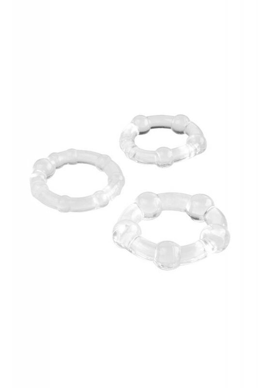 A-TOYS, Cockrings set, 3 pcs.TPE,Transparent, O 3,5 / 3/2 cm