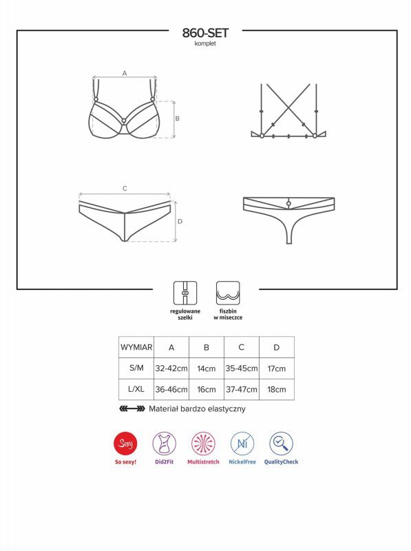 Bielizna-860-SET-3 komplet 2-częściowy czerwony  S/M