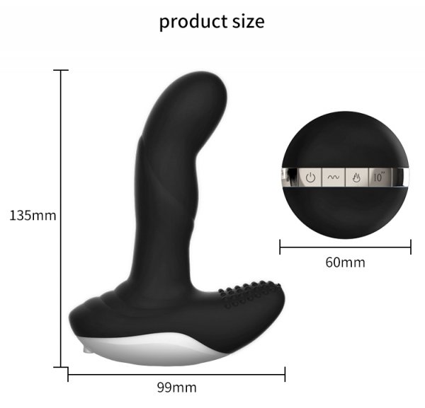 Wibrator-Silicone Massager USB 7 Function + Pulsator / Heating BLACK