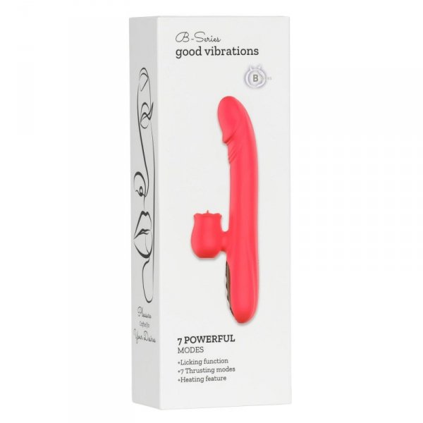 Silicone Vibrator 7 Powerful Modes - 
Licking, 7 Thrusting
Heating, Red