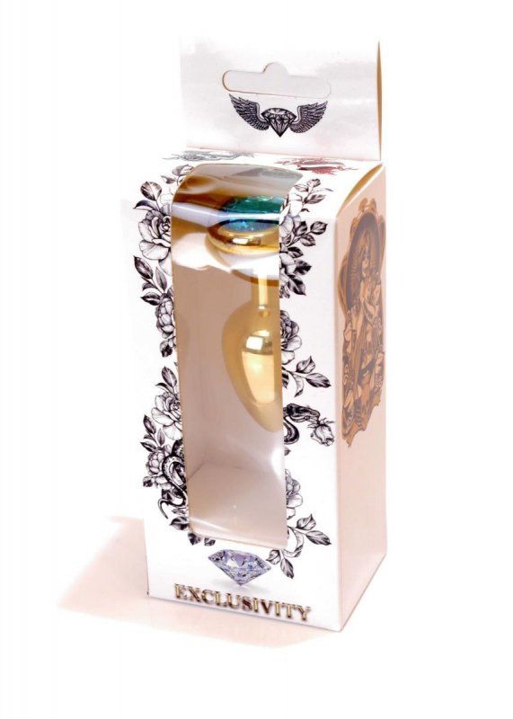 Plug-Jewellery Gold  Heart PLUG- Light Blue