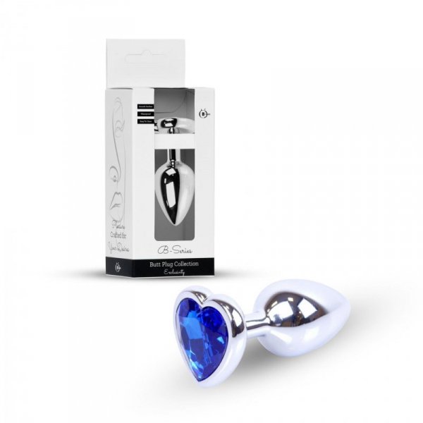 Plug-Jewellery Silver  Heart PLUG- Dark Blue