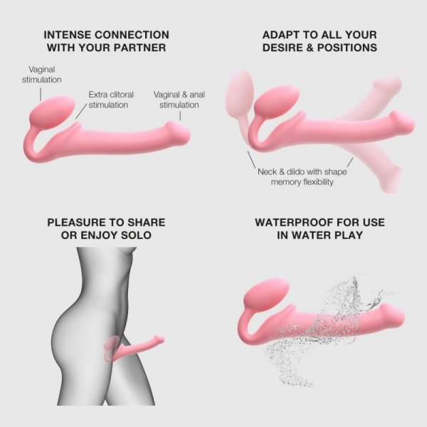 SEMI-REALISTIC BENDABLE STRAP-ON PINK - M