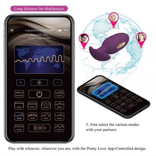 PRETTY LOVE - Jefferson, 12 vibration functions 3 electric shock functions Mobile APP Long-distance Control