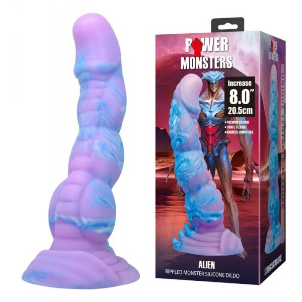 Power Monsters Alien – 20.5 cm Rippled Monster Silicone Dildo