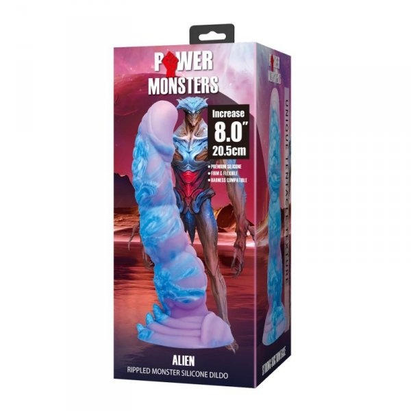 Power Monsters Alien – 20.5 cm Rippled Monster Silicone Dildo
