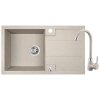 Zlewozmywak granitowy 1-komorowy BARBADOS beżowy 44x76 cm + bateria SBBA411T
