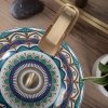 Umywalka ceramiczna, nablatowa ze wzorem REA AZTEC orientalna, kolorowa