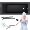 Wanna prostokątna SCHEDPOL KRONOS SLIM 170x70 czarny mat + syfon nogi