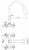 Bateria zlewozmywakowa ścienna Roma biała BC-24-E2S-L
