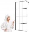 Invena ścianka walk-in 100x200 czarna kratka loft szkło 8 mm hartowane 