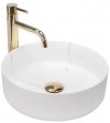 Umywalka ceramiczna nablatowa okrągła REA SAMI MARBLE MAT biała marmur