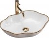 Umywalka ceramiczna nablatowa REA PEARL GOLD EDGE biała złoty rant
