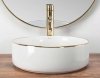 Umywalka ceramiczna nablatowa okrągła REA SAMI GOLD EDGE biała złoty rant