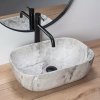 Umywalka ceramiczna nablatowa REA LIVIA STONE MAT szara imitacja kamienia