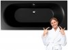 Wanna prostokątna EXCELLENT OCEANA SLIM 180x80 cm czarny mat + nogi + syfon czarny
