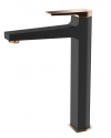 Umywalka ceramiczna Teja Black + bateria Midnight wysoka