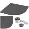 Brodzik półokrągły Tako Slim 90x90 szary mat + syfon