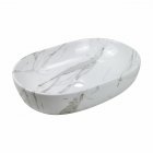 Umywalka ceramiczna owalna Korfu 60 cm biało / szary połysk 