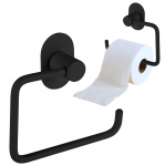 Uchwyt na papier toaletowy do WC ścienny samoprzylepny przykręcany czarny