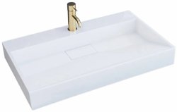 Umywalka konglomeratowa nablatowa REA GOYA 70CM WHITE biała prostokątna