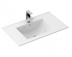 Umywalka ceramiczna wpuszczana w blat REA DAFNE 70 WHITE biała prostokątna