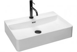 Umywalka ceramiczna nablatowa REA GINA 60 biała z przelewem