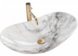 Umywalka ceramiczna nablatowa REA ROYAL GRANIT imitacja kamienia