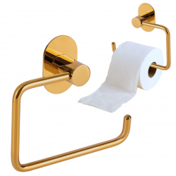 Uchwyt na papier toaletowy do WC ścienny samoprzylepny przykręcany złoty