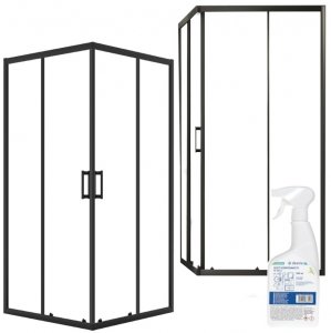 Kabina prysznicowa kwadratowa LAVEO Bresso 80x80 cm czarna + preparat 